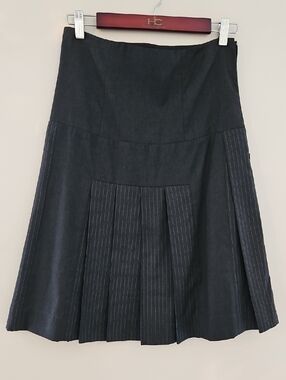 Jean Paul Gaultier Black Pinstripe A-Line Skirt, Size XS